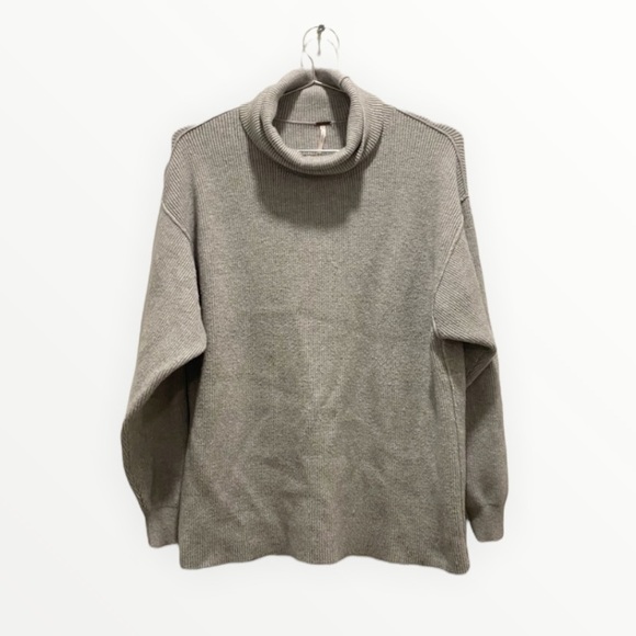 Free People Sweaters - Free People Gray Knit Turtleneck Oversized Sweater XS